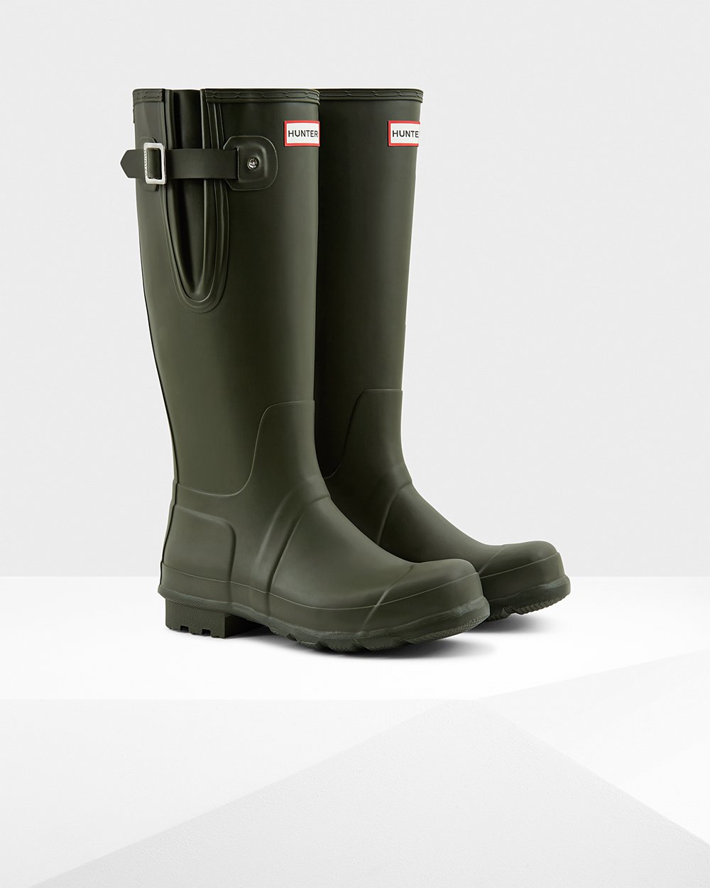 Mens Tall Rain Boots - Hunter Original Side Adjustable (20HIYPORL) - Dark Olive